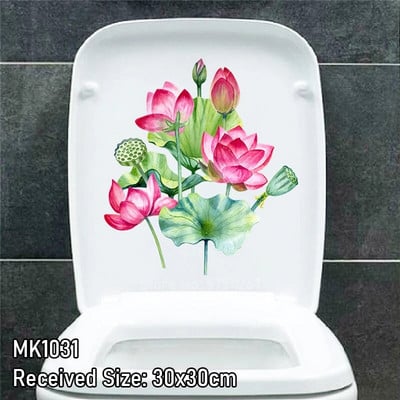 Акварел, ръчно рисувани флорални божури, зелени растения, пеперуди, стикер за стена, стикери за баня, тоалетна, самозалепващ се стенопис