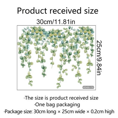 Akvarell zöld növénylevél falmatrica fürdőszoba WC matrica WC öntapadó falfestmény Szépítsd virágos otthoni dekorációs matricákat