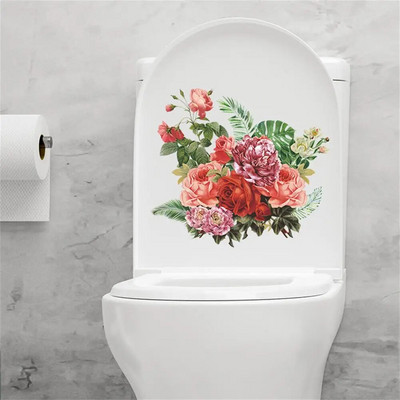 Bazsarózsa virág WC matricák Öntapadó festmények Fali fali matricák fürdőszobai hálószoba dekorációhoz