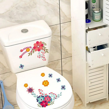 Флорални стикери за тоалетна Разкошни цветни стикери Стенописи Орнамент за баня Декорация на дома Креативен дизайн Подвижен PVC подарък