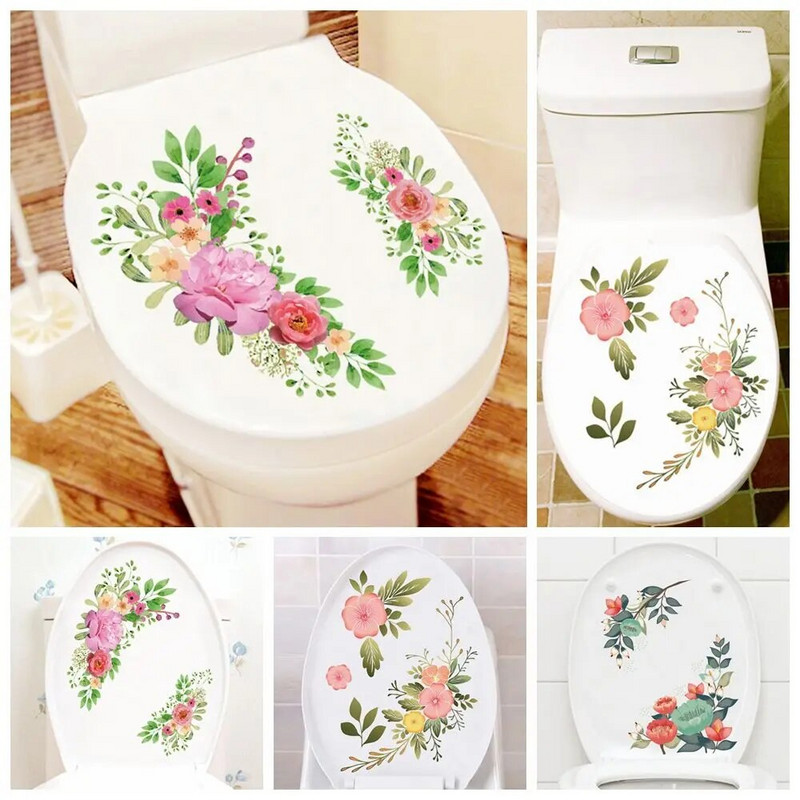 Virágos WC-matricák Gyönyörű virágmatricák Falikép Fürdőszobadísz Lakásdekoráció Kreatív dizájn Kivehető PVC-ajándék