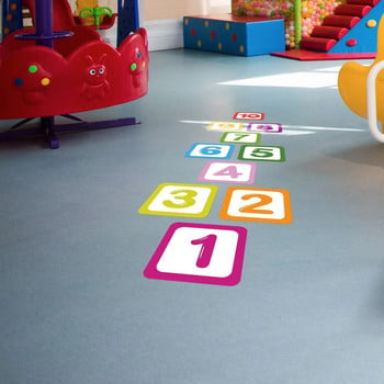 Hopscotch Стикери за под Решетка Игра с числа Детска градина Детска стая Анимационни стикери за стена Водоустойчив