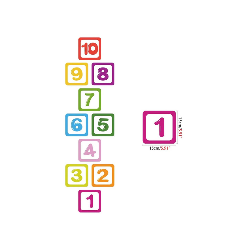 Apiņu grīdas uzlīmes Režģa numurs Spēle Bērnudārzs Bērnu istaba Karikatūra Sienas Uzlīmes Ūdensizturīgs