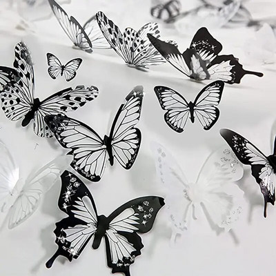Autocolant 3D cu fluturi de cristal pentru 18 bucăți pentru decorarea camerei de zi cu fluturi frumos, decori de perete, decorarea casei