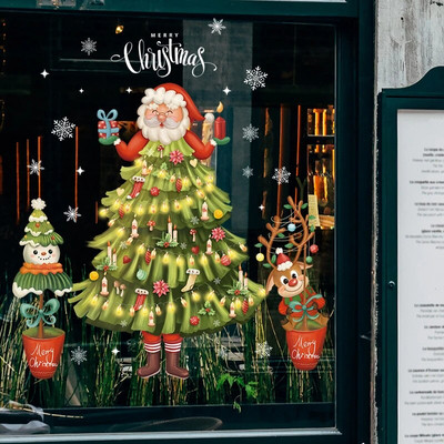2024 karácsonyi ablakmatricák Mikulás karácsonyfa Rajzfilm Üvegmatrica Boldog Karácsonyt Újév Ünnepi dekoráció otthonra