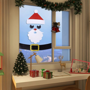Коледни стикери за прозорци Филцов плат Дядо Коледа Снежен човек Лос Стикер за стена Врата Карикатура Декорация на детска стая Коледа Нова Година 2024