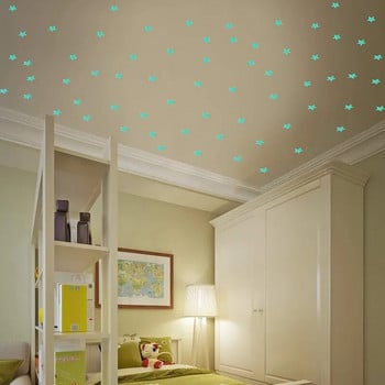 50 τμχ Φωτεινά 3D αστέρια που λάμπουν στο σκοτάδι Αυτοκόλλητα τοίχου για παιδιά βρεφικά δωμάτια Υπνοδωμάτιο οροφή σπιτιού Διακόσμηση αυτοκόλλητα με φωσφορίζοντα αστέρια