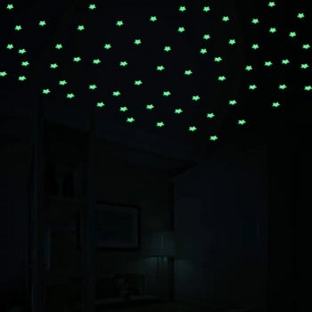50 τμχ Φωτεινά 3D αστέρια που λάμπουν στο σκοτάδι Αυτοκόλλητα τοίχου για παιδιά βρεφικά δωμάτια Υπνοδωμάτιο οροφή σπιτιού Διακόσμηση αυτοκόλλητα με φωσφορίζοντα αστέρια