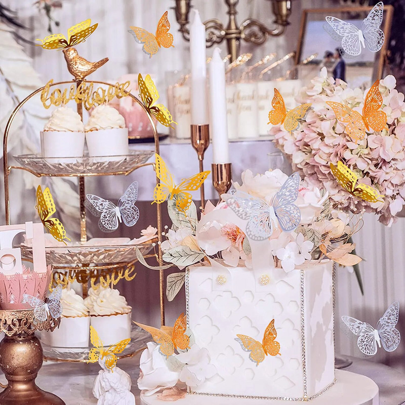 12 gab. Modes 3D dobu tauriņu radošā sienas uzlīme DIY sienas uzlīmēm Moderna sienas māksla Mājas rotājumi DIY dāvana