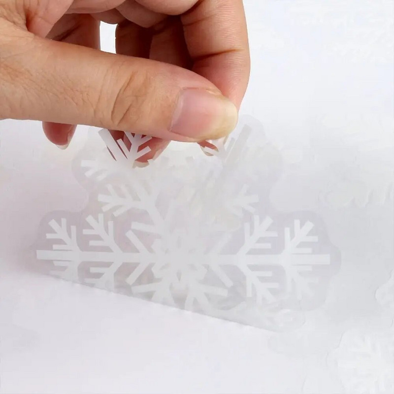 Χριστουγεννιάτικα αυτοκόλλητα παραθύρου νιφάδα χιονιού επαναχρησιμοποιήσιμα, στατικά αυτοκόλλητα με χειμερινό θέμα, Xmas DIY Glass Clings for 2024 Navidad Party Supplies