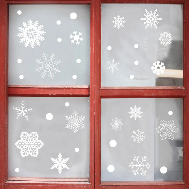 Ziemassvētki 37gab PVC Caurspīdīgs Materiāls Glitter Snowflake Clings Logs Film Stikla Uzlīme Statiskā Uzlīme