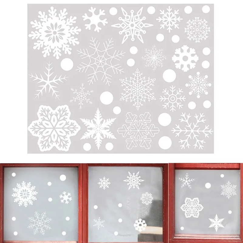 Ziemassvētki 37gab PVC Caurspīdīgs Materiāls Glitter Snowflake Clings Logs Film Stikla Uzlīme Statiskā Uzlīme