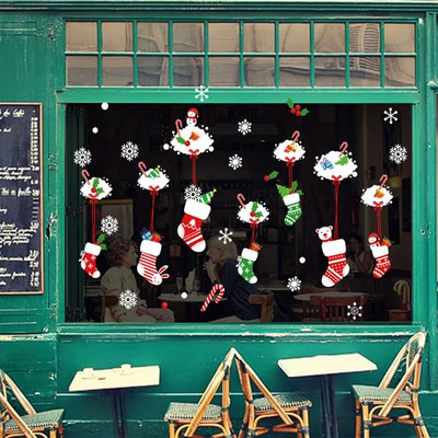 Коледни стикери за прозорци Орнаменти Весела Коледа Декорации 2023 за дома Стикери за стена Стикери Новогодишен декор Ноел Стикери