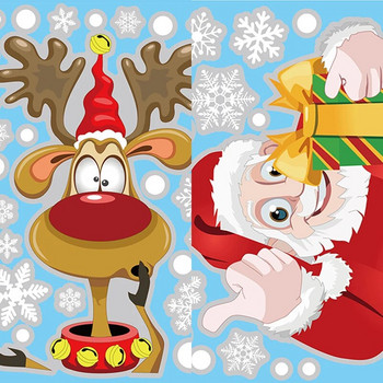 Коледни стикери за прозорци Дядо Коледа Снежинка Весела Коледна украса за дома Коледа Стикери за стена за детска стая Новогодишни стикери