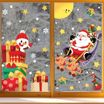 2024 Весела Коледа Стикери за стъклени прозорци Дядо Коледа Снежинка Елк Дърво Снежен човек Стикери Стикери Коледна украса за дома Коледа