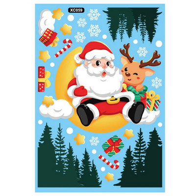 Priecīgus Ziemassvētkus, 2024. gada stikla logu uzlīmes Ziemassvētku vecītis Sniegpārsla Aļņa koks Sniegavīrs Uzlīmes Uzlīmes Ziemassvētku rotājumi Mājas Ziemassvētkiem