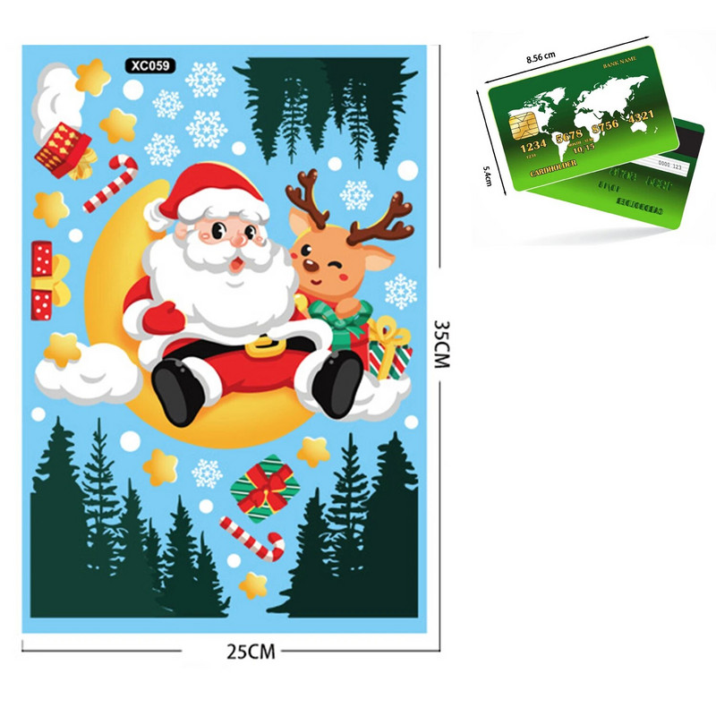 Priecīgus Ziemassvētkus, 2024. gada stikla logu uzlīmes Ziemassvētku vecītis Sniegpārsla Aļņa koks Sniegavīrs Uzlīmes Uzlīmes Ziemassvētku rotājumi Mājas Ziemassvētkiem