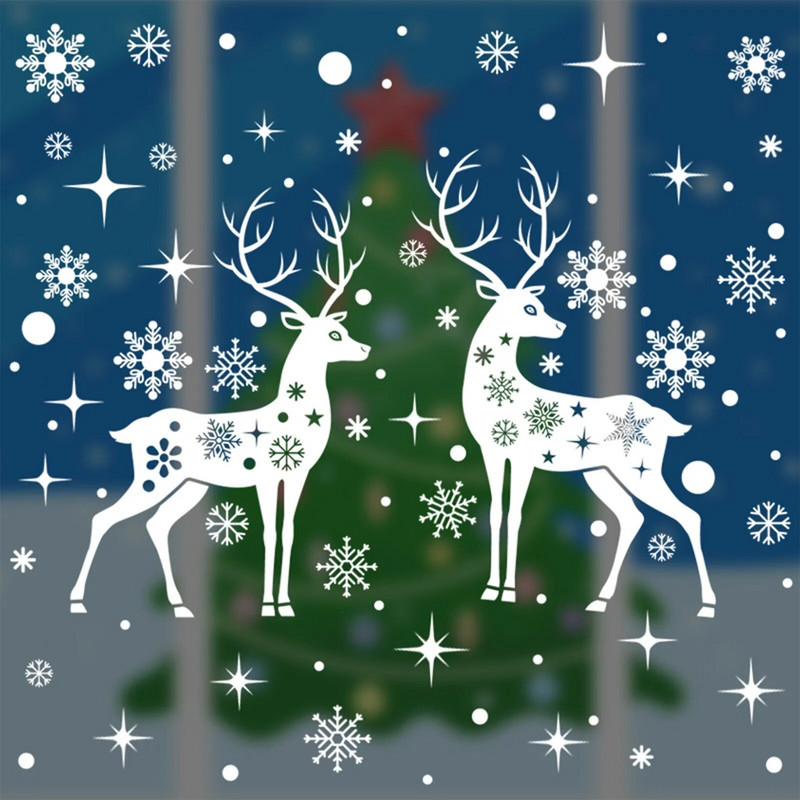 Χριστουγεννιάτικα αυτοκόλλητα Shopping Mall Αυτοκόλλητα βιτρίνας Παιδικό δωμάτιο Αυτοκόλλητα τοίχου Σετ Χριστουγεννιάτικη διακόσμηση