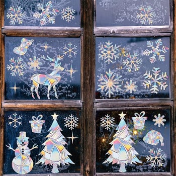 Χριστουγεννιάτικη μεμβράνη παραθύρου χιονιού PVC στατικό παράθυρο κολλά Suncatcher 3D Αυτοκόλλητα παραθύρου Αυτοκόλλητα Ταινία παραθύρου ουράνιο τόξο Χριστουγεννιάτικα διακοσμητικά