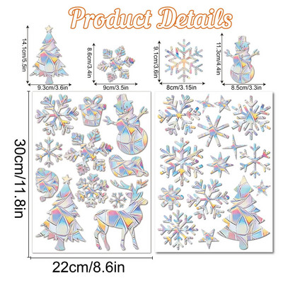 Ziemassvētku sniega logu plēve PVC statiskā loga pielīmēta saules ķērāja 3D logu uzlīmes uzlīmes varavīksnes logu plēves Ziemassvētku rotājumi