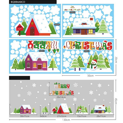 2024 m. Nauji kalėdiniai lipdukai Kalėdų Senelis Briedis Statinė snaigės lipdukų kombinacija Lango stiklo lipdukas Linksmų Kalėdų puošmena