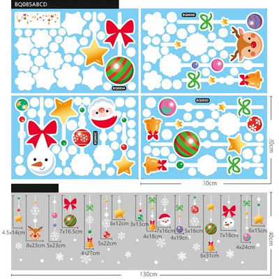 2024 m. Nauji kalėdiniai lipdukai Kalėdų Senelis Briedis Statinė snaigės lipdukų kombinacija Lango stiklo lipdukas Linksmų Kalėdų puošmena