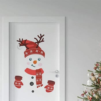 Врата Сладки стикери за прозорци Карикатура Снежен човек Коледа Хладилник Забавни стикери Сладка кухня Декорация на ваканционен дом
