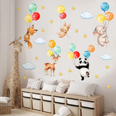 3gab Karikatūra Dzīvnieks Balons Trušu mazulis Zilonis Lapsa Panda Žirafe Sienas Uzlīme Bērnu istabas Sienas Uzlīme Tapetes Ms6311