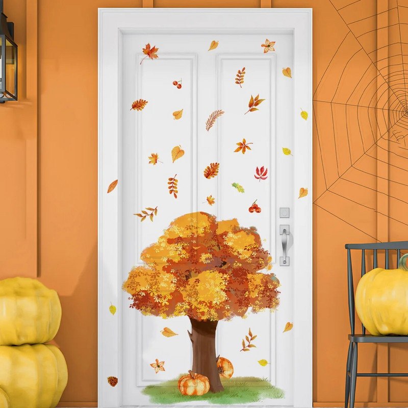 3gab Rudens zelta lielais koks kļavas koks kļavas lapas sienas uzlīmes dzīvojamās istabas fona dekoratīvās sienas uzlīmes tapetes Ms8566