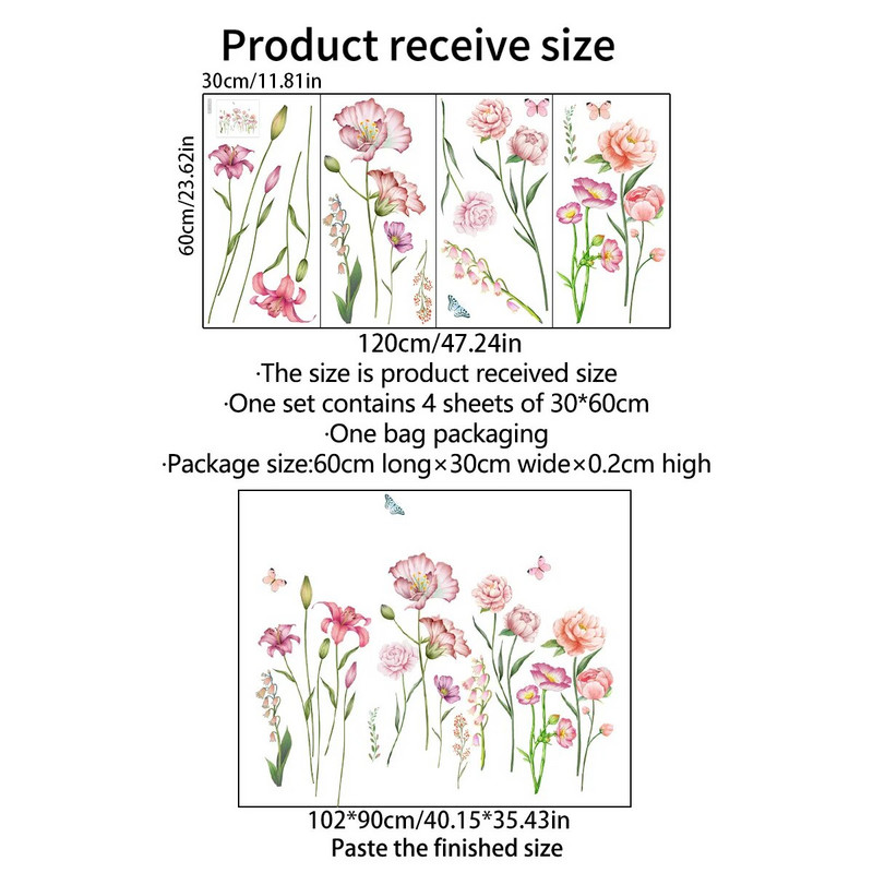 4gab Radošs augs Zieds Zieds Fona uzlīme Dzīvojamās istabas Guļamistabas Mēbeles Apdares Tapetes Mājas Iekārtojums Ms8531