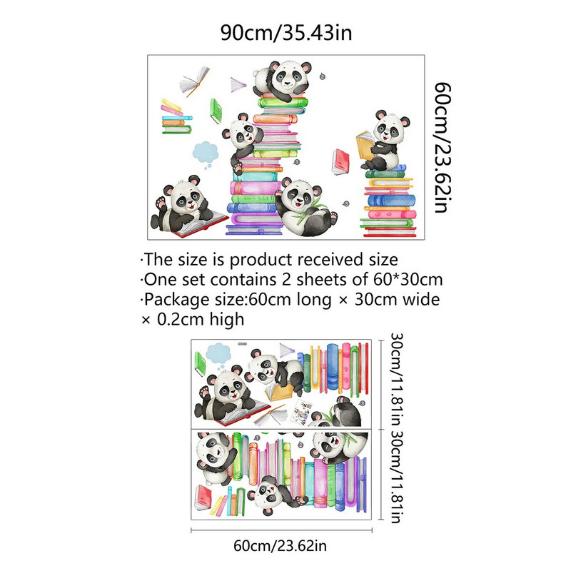 2gab Dzīvnieku pandu grāmatu karikatūras sienas uzlīmes kopmītņu fona siena mājas dekorēšana sienas uzlīmes sienas tapetes Ms6263