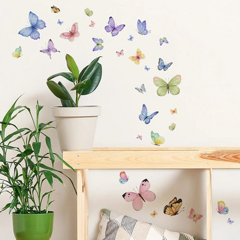 13*40 см цветни стикери за стена с пеперуди Фонова стена Хол Стая Спалня Домашни декоративни стикери за стена Тапет Ms6251