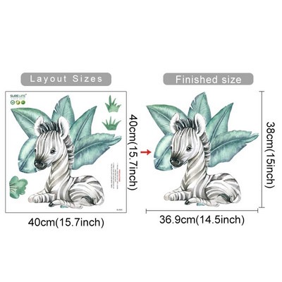 Karikatūra džungļu dzīvnieki lapas akvareļa vinila sienas uzlīmes bērnu istabai bērnu istabas dekorēšanai ziloņa žirafes uzlīme