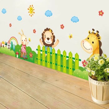 Анимационен лъв, жираф, заек, стикери за первази за детски стаи, детска стая, первази, животни, стикер за стена, художествена декорация