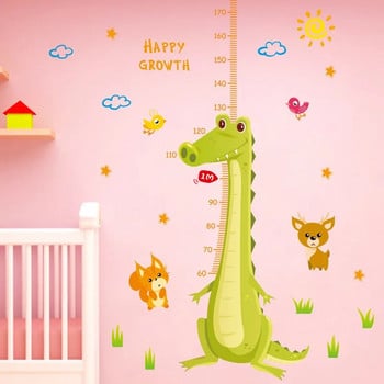 Карикатура Зелен крокодил Стикери за стена Бебе Измерване на растежа на детето Височина Стикер за крака Детска стая Спалня Декорация на стена pvc стикери