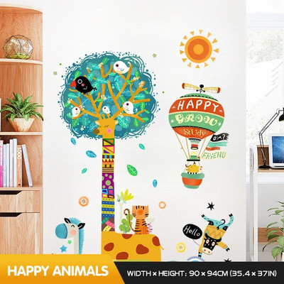 Radošas žirafes sienas uzlīmes bērnu istabām bērnu guļamistabām mājas sienu dekors multfilmu tapetes Pašlīmējošās vinila stikla uzlīmes