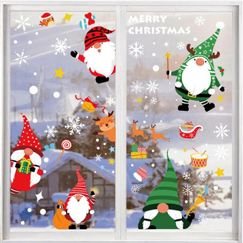 6 листа Коледни прозорци Прилепнали Сладък гном Статични стикери Стикери за изкуство на стъкло 2024 Navidad Нова година Консумативи за декорация на домашно парти