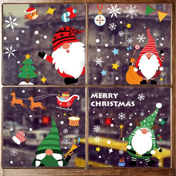 6 σεντόνια Χριστουγεννιάτικο παράθυρο που κολλάει Χαριτωμένα στατικά αυτοκόλλητα Gnome Γυάλινες καλλιτεχνικές χαλκομανίες 2024 Navidad Πρωτοχρονιάτικα Διακοσμητικά πάρτι για το σπίτι