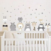 1 τμχ Cartoon Cute Lion Bunny Forest Animals Stars Αυτοκόλλητα τοίχου για αδιάβροχο PVC παιδικό δωμάτιο Διακόσμηση σπιτιού νηπιαγωγείου
