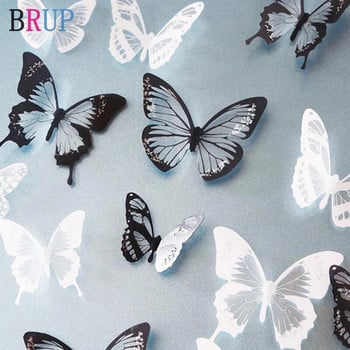 Νέο 18 τμχ/παρτίδα Crystal Butterflies 3d αυτοκόλλητο τοίχου Όμορφο σαλόνι πεταλούδας για παιδικό δωμάτιο Αυτοκόλλητα τοίχου Διακόσμηση σπιτιού