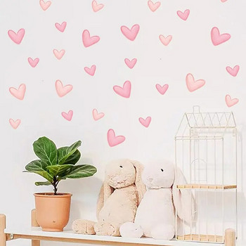 60 τμχ Απαλό ροζ αυτοκόλλητα τοίχου σε σχήμα μικρής καρδιάς για αδιάβροχο αφαιρούμενο PVC παιδικό δωμάτιο Διακόσμηση σπιτιού νηπιαγωγείου