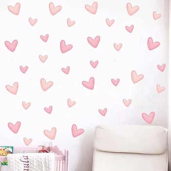 60 τμχ Απαλό ροζ αυτοκόλλητα τοίχου σε σχήμα μικρής καρδιάς για αδιάβροχο αφαιρούμενο PVC παιδικό δωμάτιο Διακόσμηση σπιτιού νηπιαγωγείου