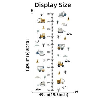 1PC Стикери за стена за измерване на височината на анимационен автомобил за водоустойчиви подвижни PVC детска стая Декорация на дома в детска градина