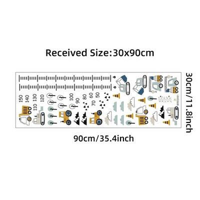 1 gab karikatūras automašīnas augstuma mērīšanas sienas uzlīmes ūdensizturīgai noņemamai PVC bērnu istabas bērnudārza mājas dekorēšanai