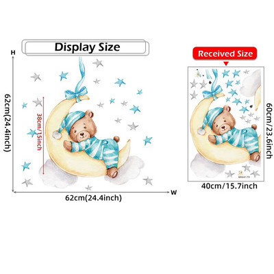 Karikatūra Lācītis Mēness Sienas Uzlīmes Bērnu istabas Bērnu istabas Dekors Uzlīmes Tapetes Zēns Meitenes Guļamistabas Bērnu istabas Sienas Uzlīmes