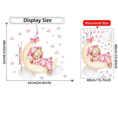 Karikatūra Lācītis Mēness Sienas Uzlīmes Bērnu istabas Bērnu istabas Dekors Uzlīmes Tapetes Zēns Meitenes Guļamistabas Bērnu istabas Sienas Uzlīmes