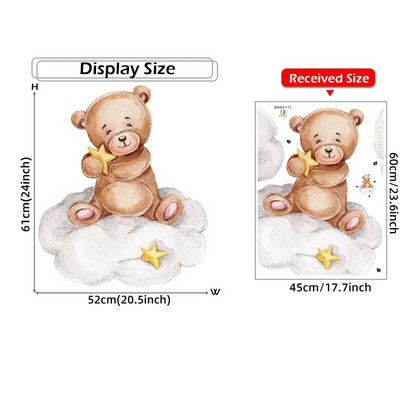 Karikatūra Lācītis Mēness Sienas Uzlīmes Bērnu istabas Bērnu istabas Dekors Uzlīmes Tapetes Zēns Meitenes Guļamistabas Bērnu istabas Sienas Uzlīmes