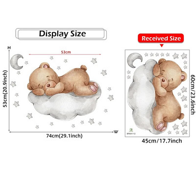 Karikatūra Lācītis Mēness Sienas Uzlīmes Bērnu istabas Bērnu istabas Dekors Uzlīmes Tapetes Zēns Meitenes Guļamistabas Bērnu istabas Sienas Uzlīmes