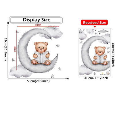 Karikatūra Lācītis Mēness Sienas Uzlīmes Bērnu istabas Bērnu istabas Dekors Uzlīmes Tapetes Zēns Meitenes Guļamistabas Bērnu istabas Sienas Uzlīmes