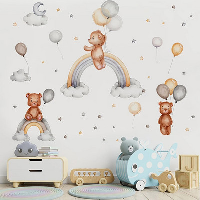 Jauki Lāču mākonis Zvaigzne Sienas Uzlīmes Bērnu istabām Meitenēm Zēniem Mazuļu istabas Noformējums Kawaii Karikatūra Animal Nursery Tapetes Vinila